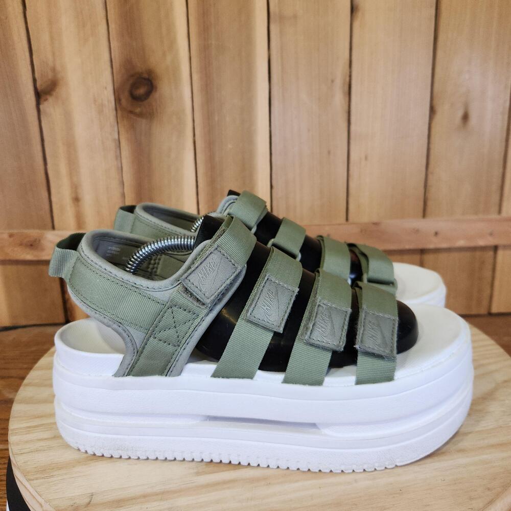 Nike Icon Classic Platform Sandals Shoes Womens 8 Green Strappy Adjustable